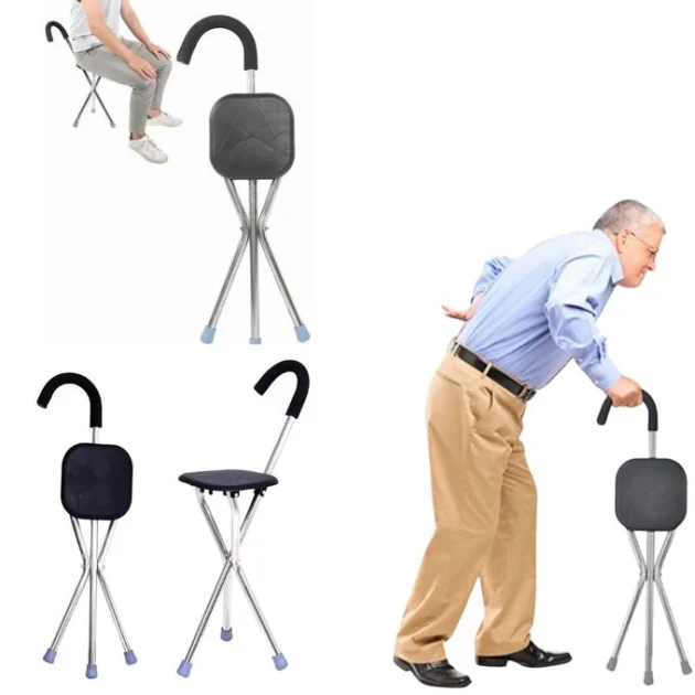 عصا مع  كرسي لكبار سن